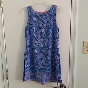 Lilly Pulitzer Blue and Purple Paisley Mini Dress with shorts underneath